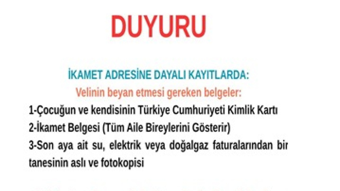 2025-2026 Eğitim Öğretim Yılı Öğrenci Kayıt Bilgilendirme